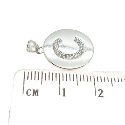 925 Sterling Silver Round-Cut C Z Letter "C" Initial Minimalist Charm Pendant