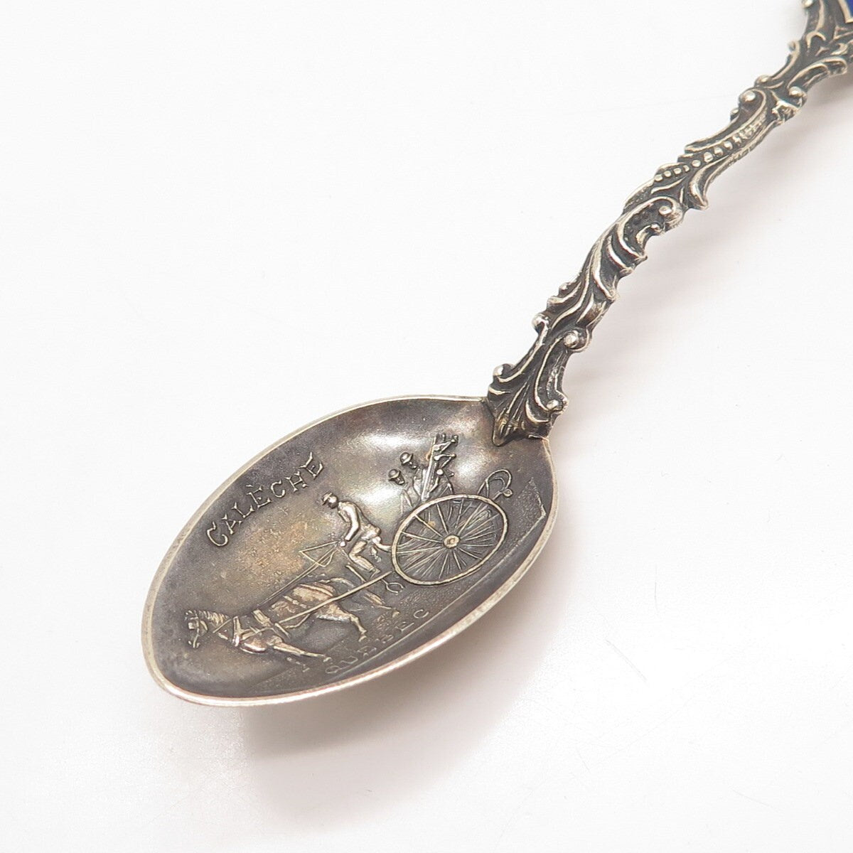 925 Sterling Silver Antique Enamel Canada Caleche Quebec Demitasse Spoon