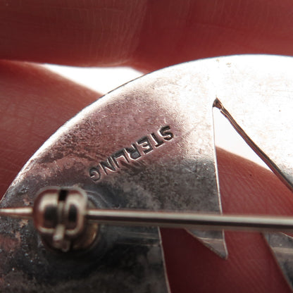 925 Sterling Silver Vintage Modernist Thunderbolt Pin Brooch