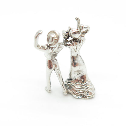 925 Sterling Silver Vintage Flamenco Dancers Pendant