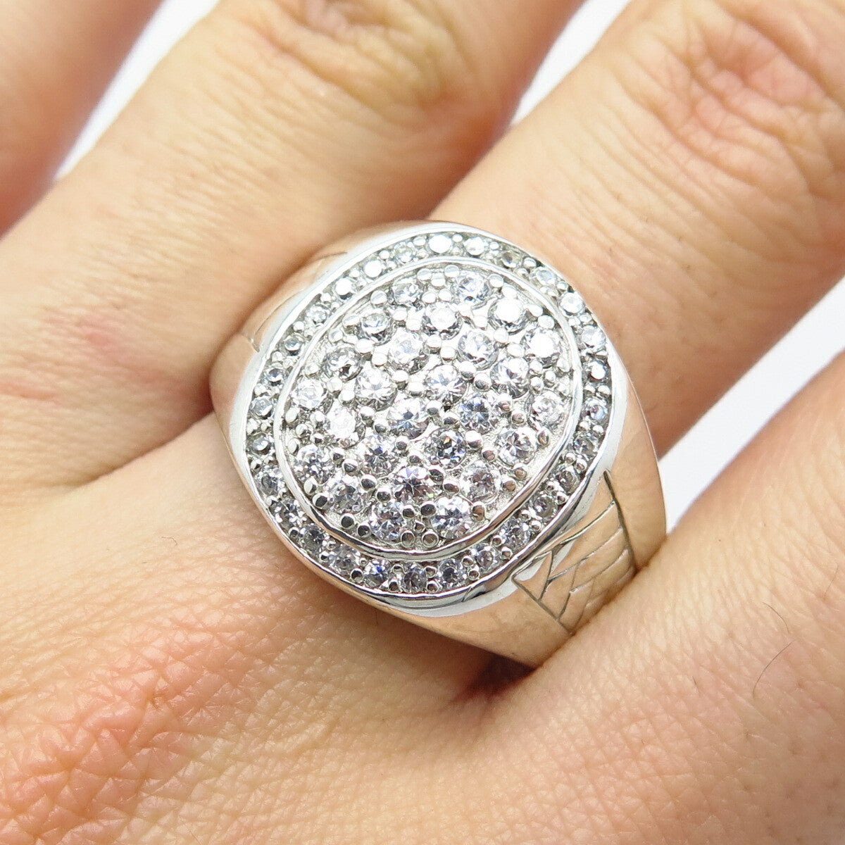 925 Sterling Silver Pave C Z Ring Size 11.5