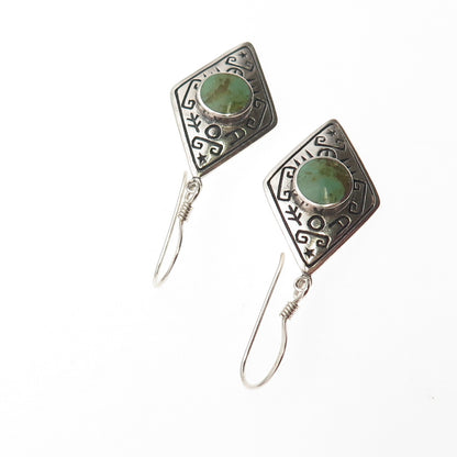 Boma 925 Sterling Silver Vintage Real Royston Turquoise Ethnic Dangle Earrings