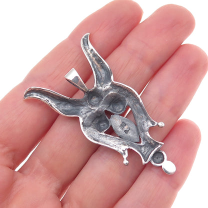 950 Silver Vintage Evil Heart Modernist Oxidized Pendant