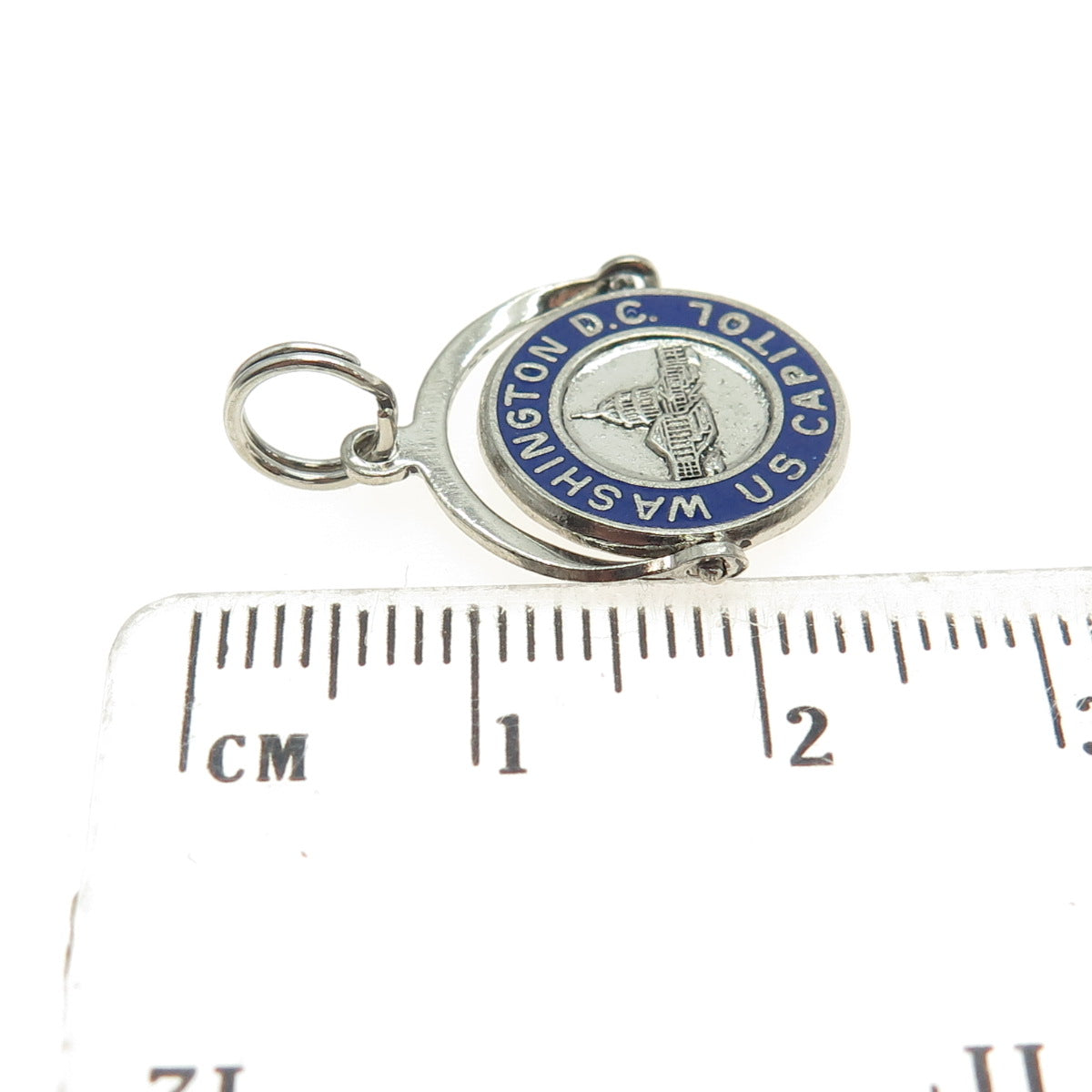 FRENCH & FRANKLIN 925 Sterling Silver Vintage Enamel Washington DC Pendant