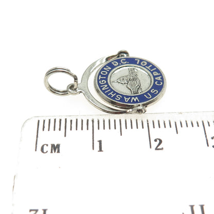 FRENCH & FRANKLIN 925 Sterling Silver Vintage Enamel Washington DC Pendant