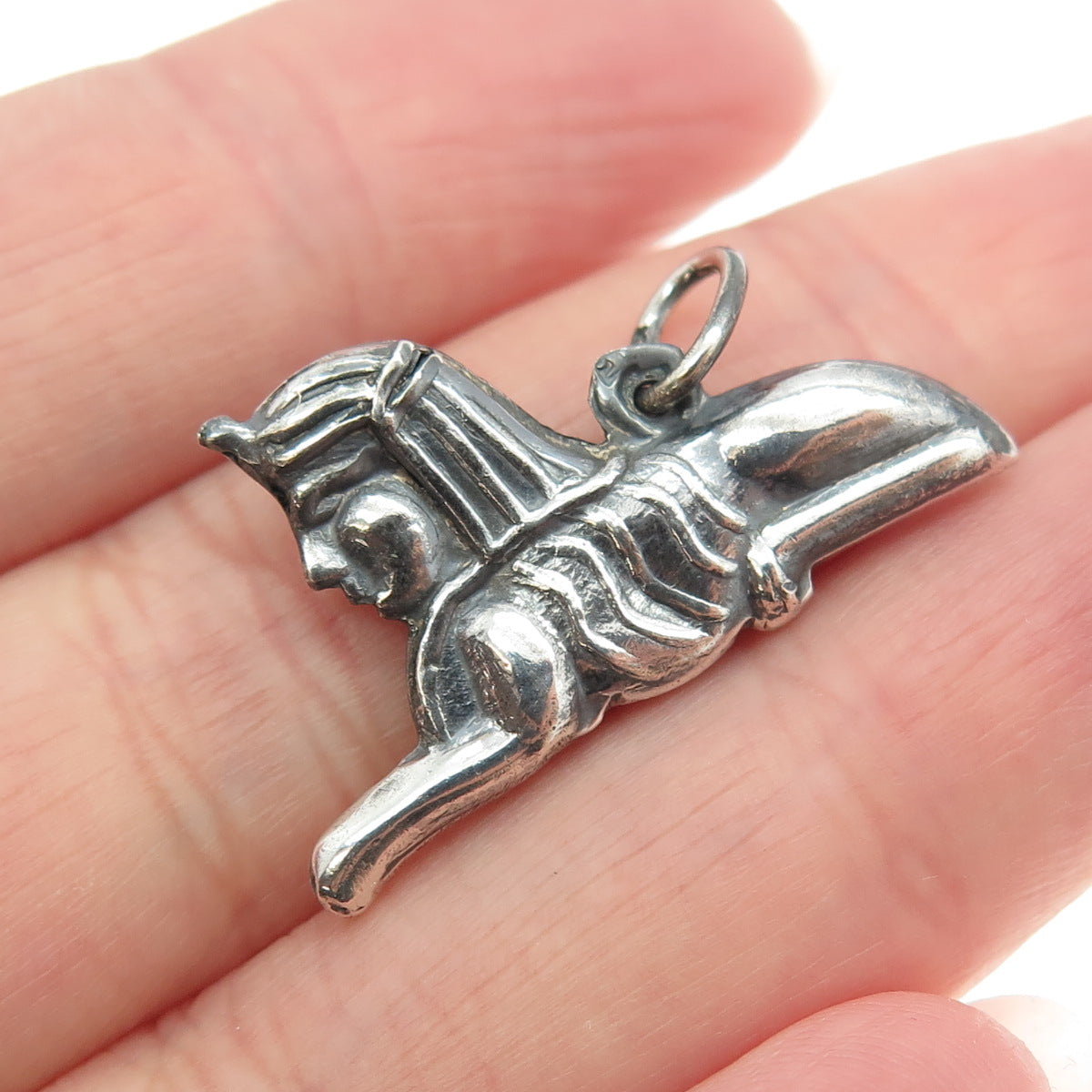 925 Sterling Silver Vintage Egyptian Sphinx of Giza Minimalist Charm Pendant