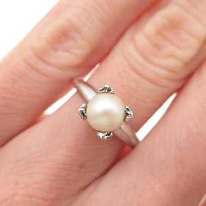 Clark & Coombs 925 Sterling Silver Antique Art Deco Real Pearl Ring Size 5.25