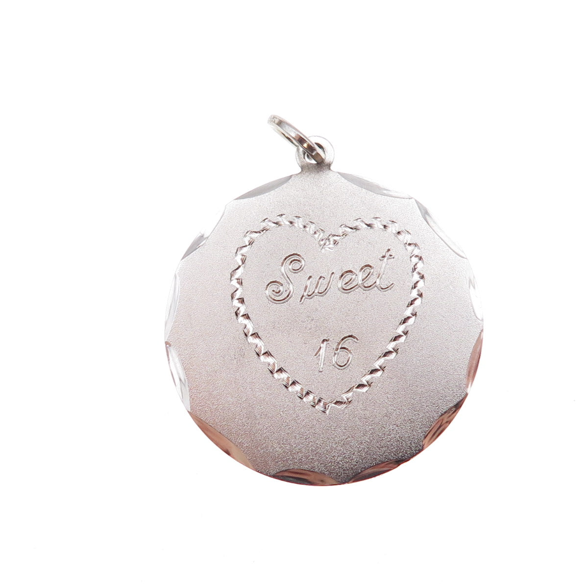 925 Sterling Silver Vintage Sweet 16 Heart Charm Pendant
