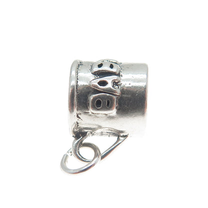 SUNWEST Sterling Silver Vintage Baby Cup Oxidized Minimalist 3D Charm Pendant