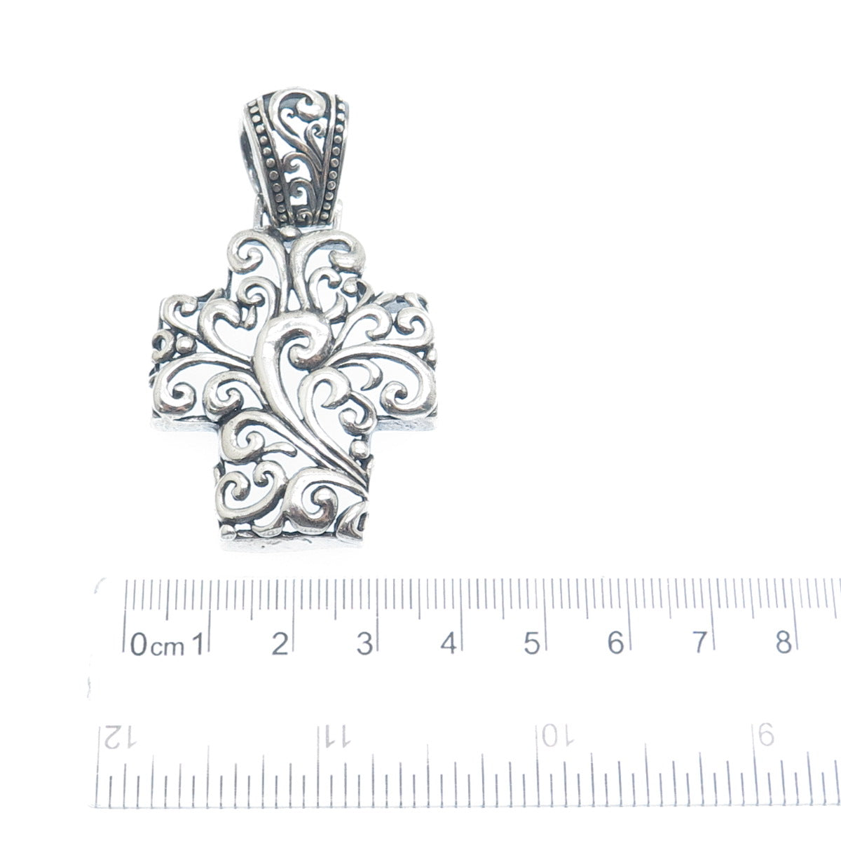 925 Sterling Silver Vintage Ornate Cross Oxidized Pendant