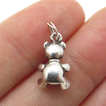 925 Sterling Silver Vintage Teddy Bear 3D Charm Pendant