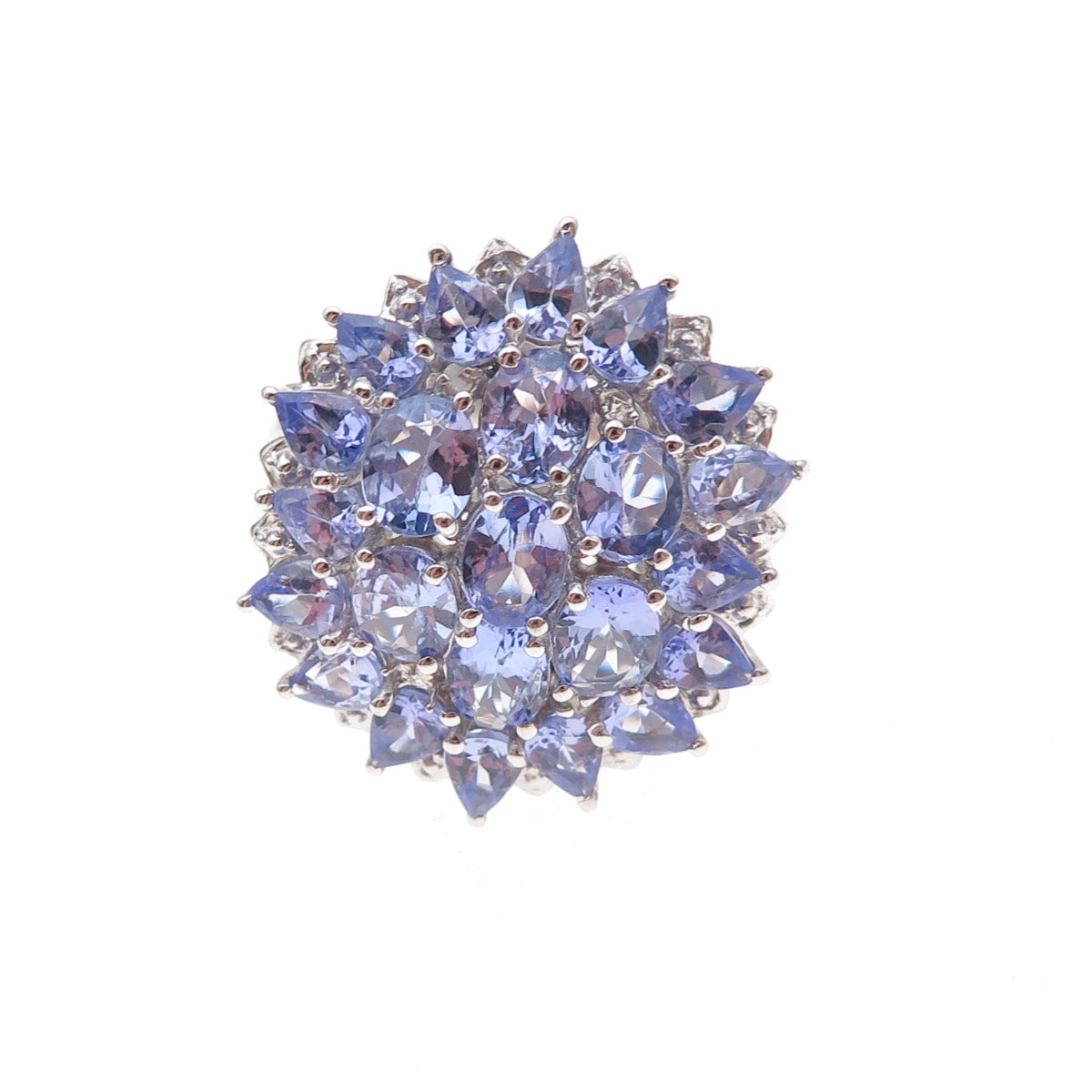 Chuck Clemency 925 Sterling Silver Real Multi-Cut Tanzanite Ring Size 8