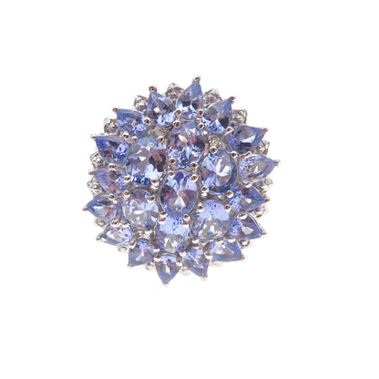 Chuck Clemency 925 Sterling Silver Real Multi-Cut Tanzanite Ring Size 8
