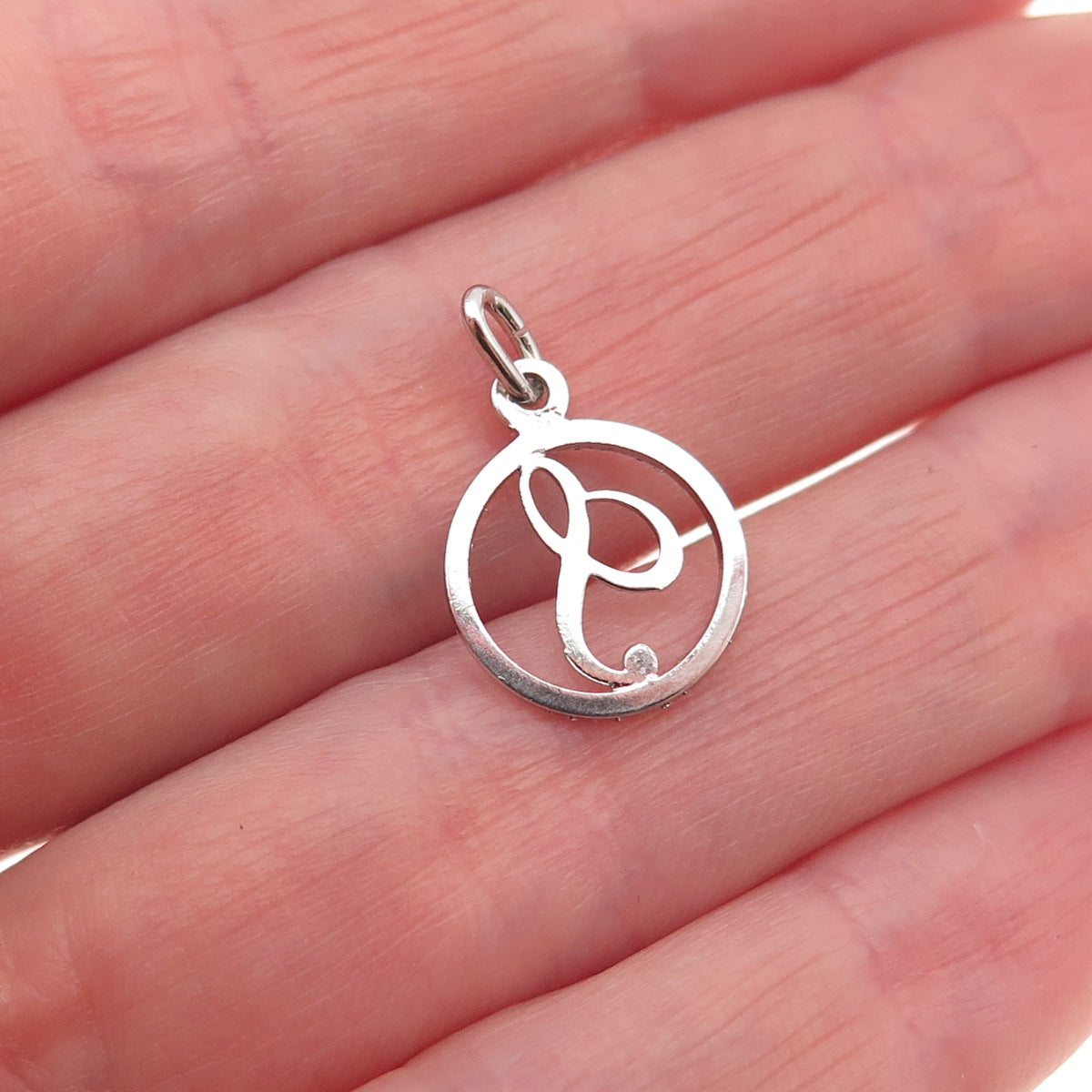 925 Sterling Silver Vintage Diamond-Cut Letter S Initial Mini Charm Pendant