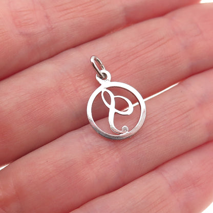 925 Sterling Silver Vintage Diamond-Cut Letter S Initial Mini Charm Pendant
