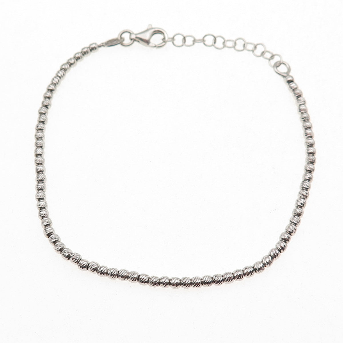 925 Sterling Silver Italy Diamond-Cut Ball Beaded Link Bracelet 6.75-7.75"