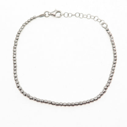 925 Sterling Silver Italy Diamond-Cut Ball Beaded Link Bracelet 6.75-7.75"
