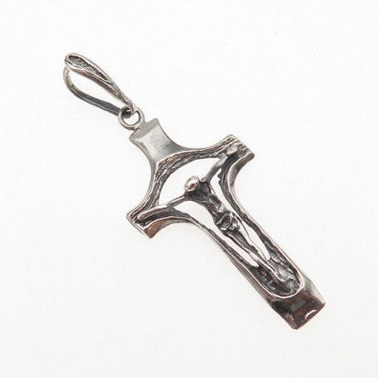 925 Sterling Silver Vintage Crucifix Cross Oxidized Charm Pendant