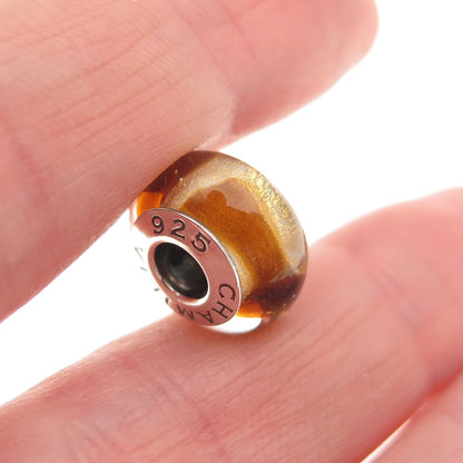 CHAMILIA 925 Sterling Silver Dichroic Glass Slide Bead Charm