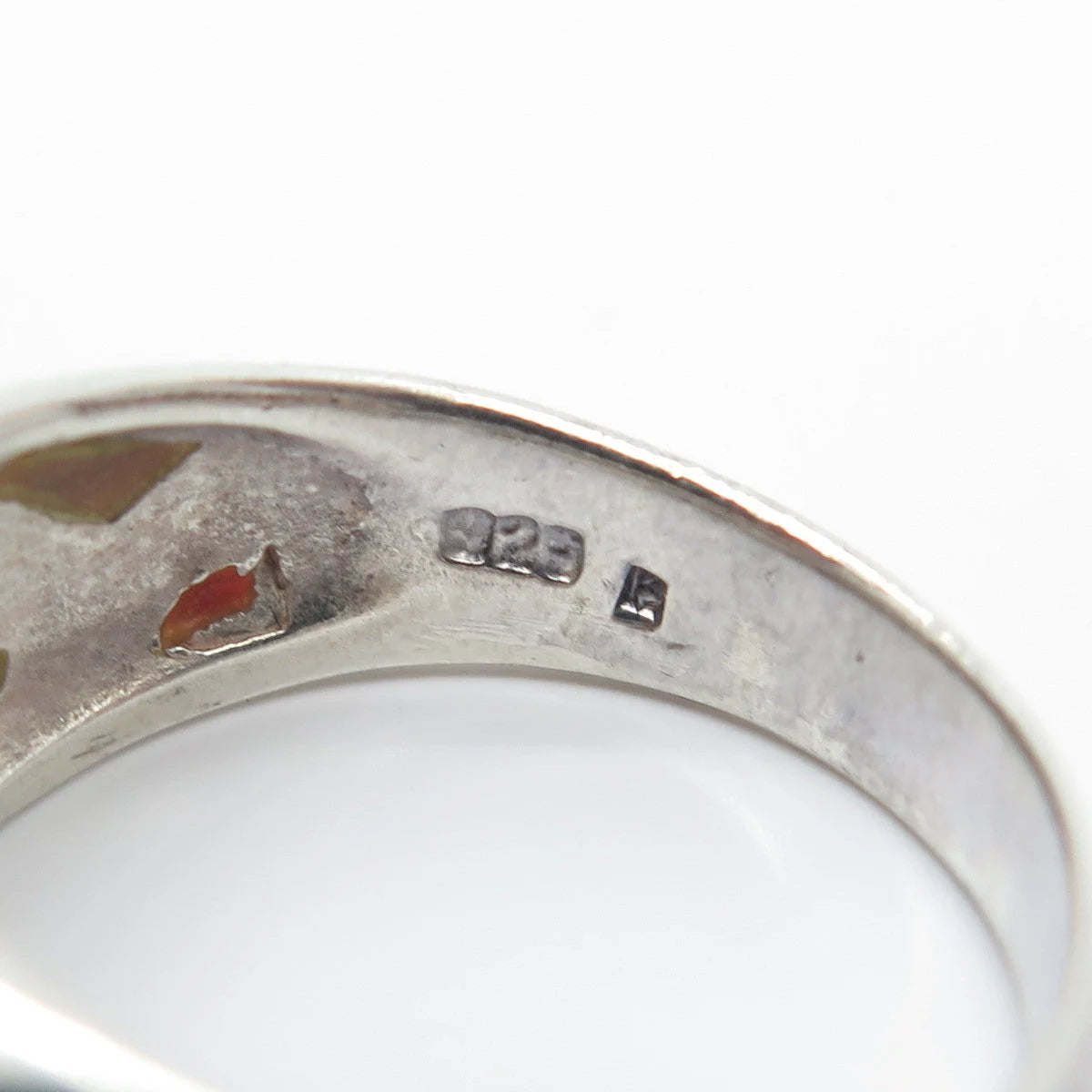 925 Sterling Silver Vintage Real Rhodochrosite Gemstone Wicker Ring Size 9