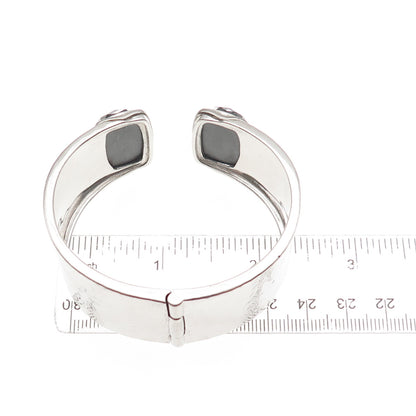 Boma 925 Sterling Silver Real Doublet Hematite Hammered Cuff Bracelet 6.75"