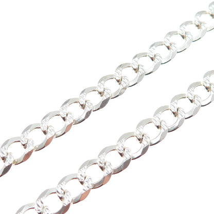 925 Sterling Silver Vintage Italy Diamond-Cut Curb Chain Necklace 24"