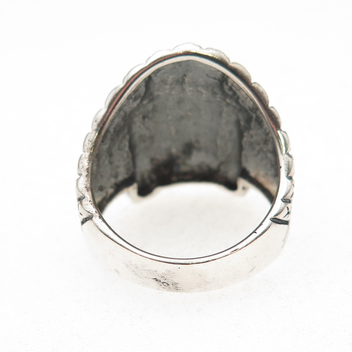 925 Sterling Silver Vintage Southwestern Indian Chief Oxidized Ring Size 8.75