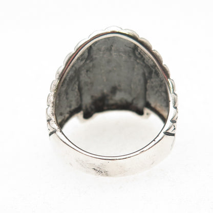 925 Sterling Silver Vintage Southwestern Indian Chief Oxidized Ring Size 8.75