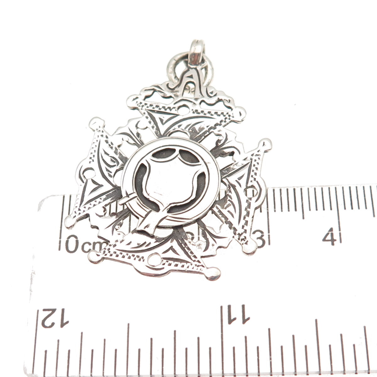 Herbert Bushell & Son Sterling Silver Antique 1928 Birmingham Cross Fob Pendant