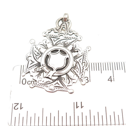 Herbert Bushell & Son Sterling Silver Antique 1928 Birmingham Cross Fob Pendant