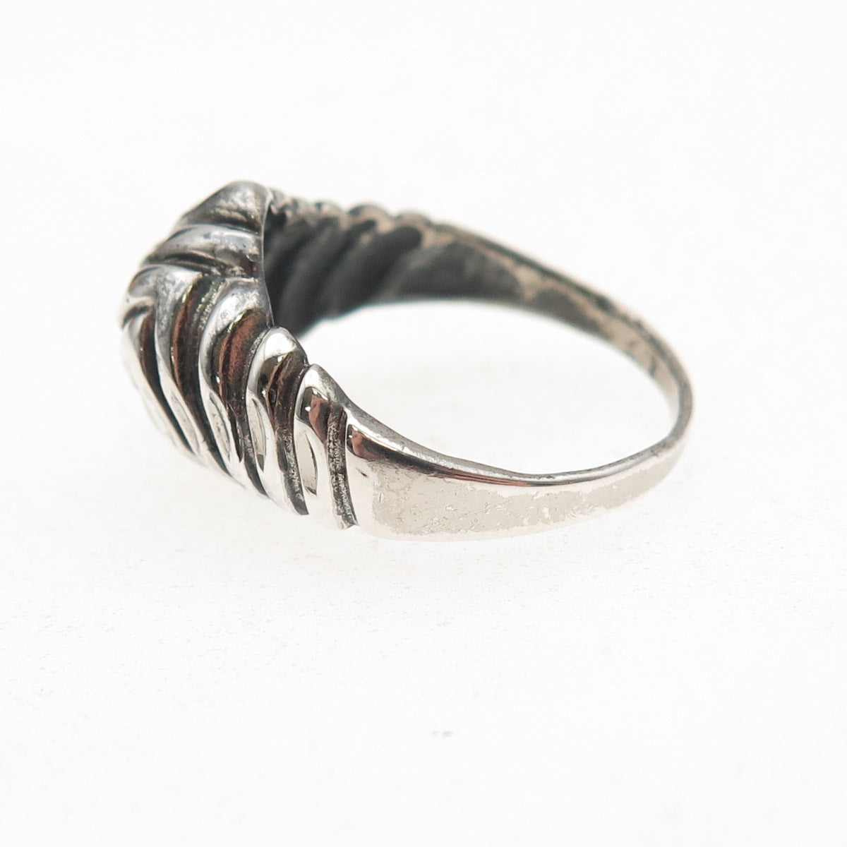 Lisa Lee Creations 925 Sterling Silver Vintage Modernist Oxidized Ring Size 7.25