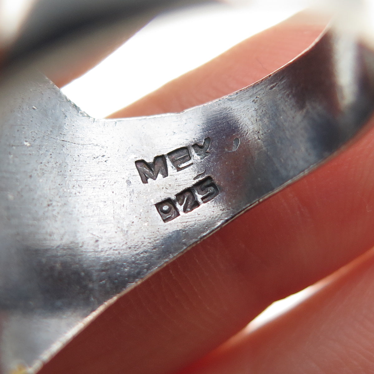 925 Sterling 2-Tone Vintage Mexico Modernist Seashell Oxidized Ring Size 10.25