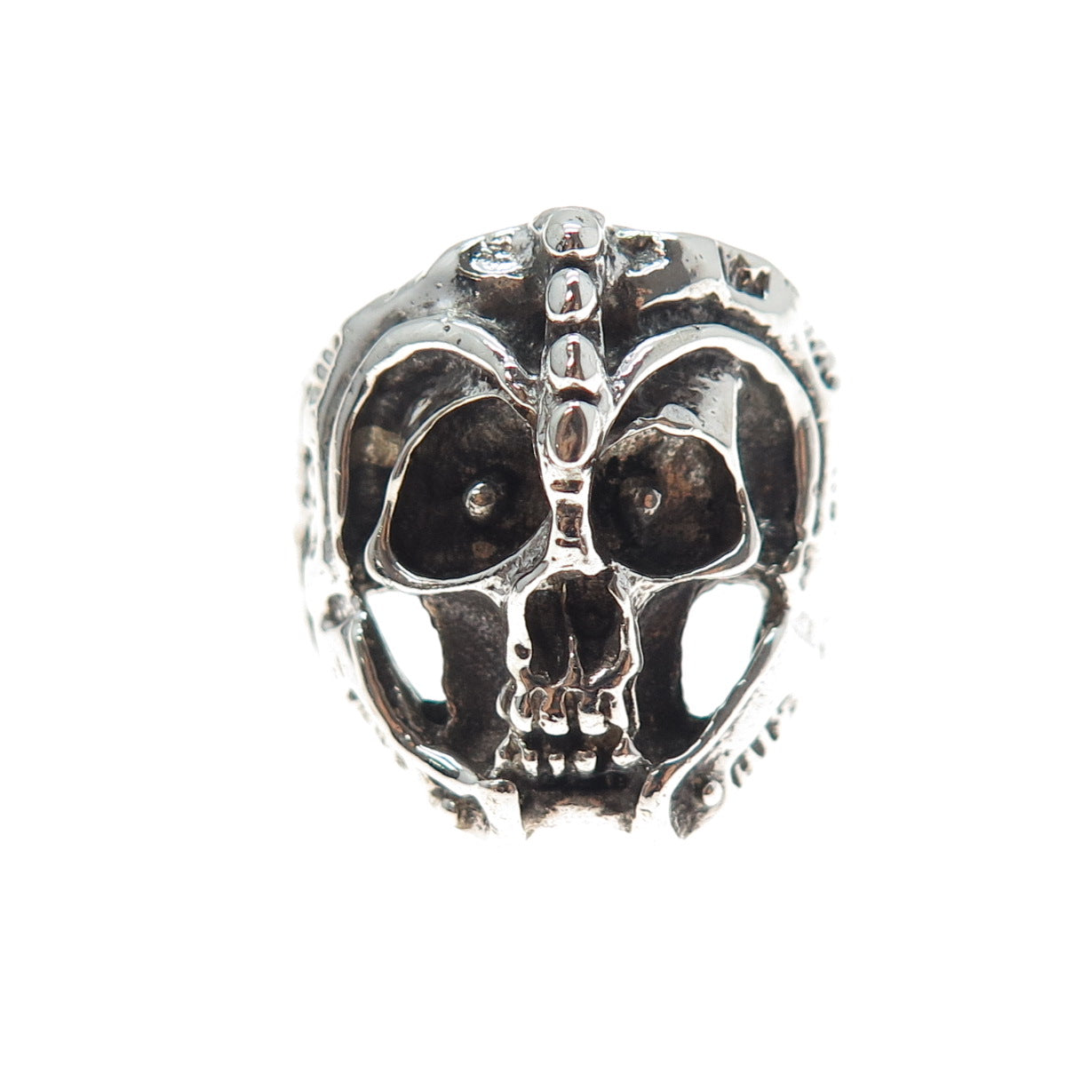 925 Sterling Silver Vintage Skull Oxidized Biker Ring Size 10.5