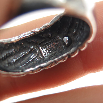 MASHA 925 Sterling Silver Vintage Modernist Oxidized Ring Size 7.5