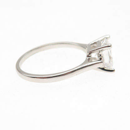 925 Sterling Silver Princess-Cut C Z Engagement Ring Size 9