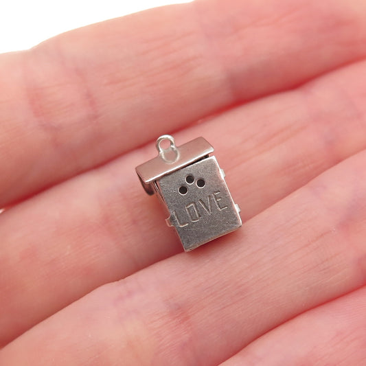 925 Sterling Silver Antique Art Deco Engraved Outhouse 3D Open Charm Pendant