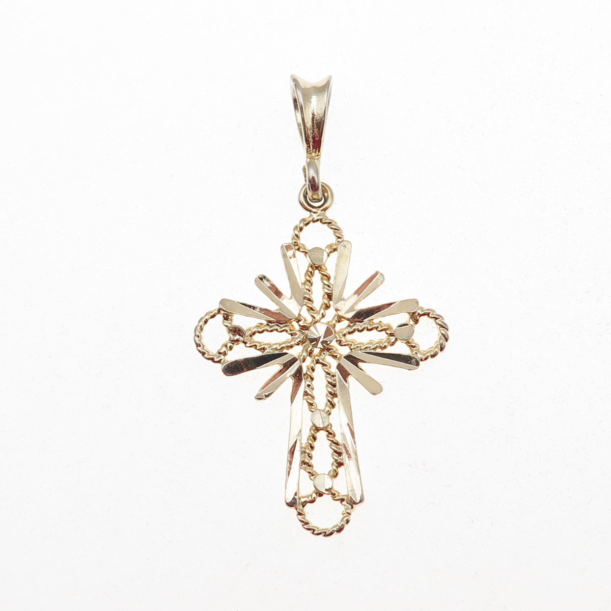 925 Sterling Silver Gold Plated Cross Charm Pendant