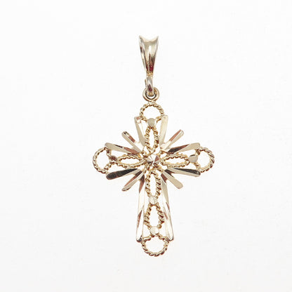 925 Sterling Silver Gold Plated Cross Charm Pendant