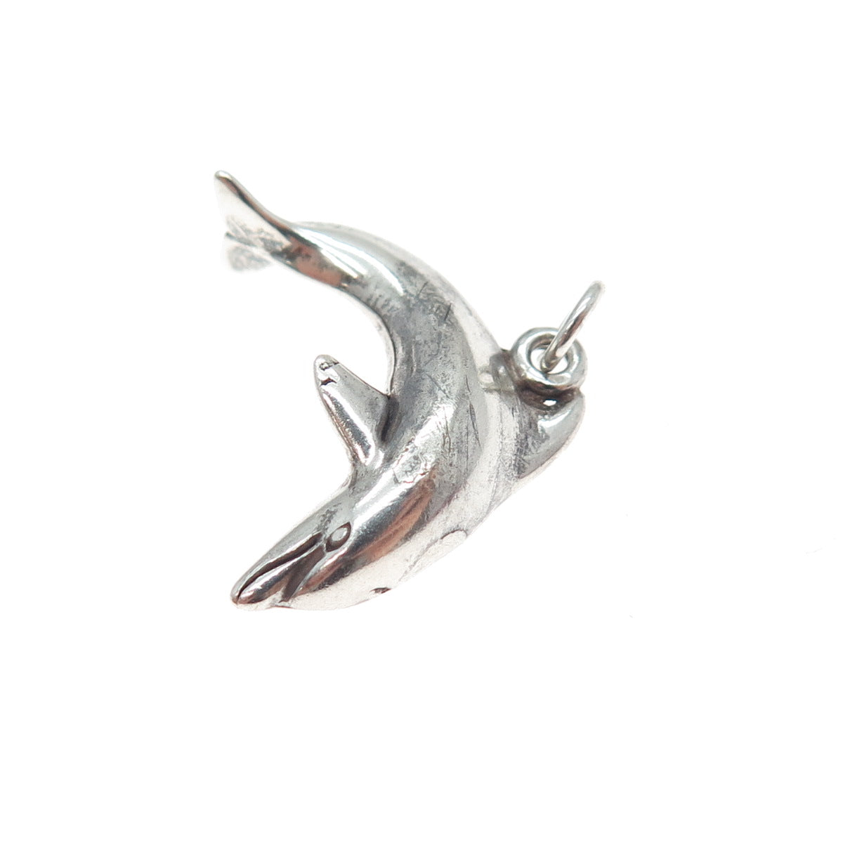 SUNWEST 925 Sterling Silver Vintage Dolphin Oxidized Minimalist Charm Pendant