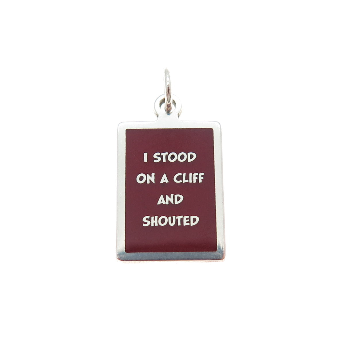 925 Sterling Silver Enamel I Stood On A Cliff & Shouted Minimalist Charm Pendant