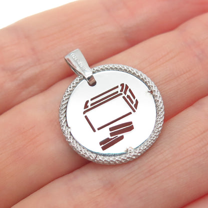 925 Sterling Silver Vintage Italy Tzedakah Box Judaica Minimalist Charm Pendant