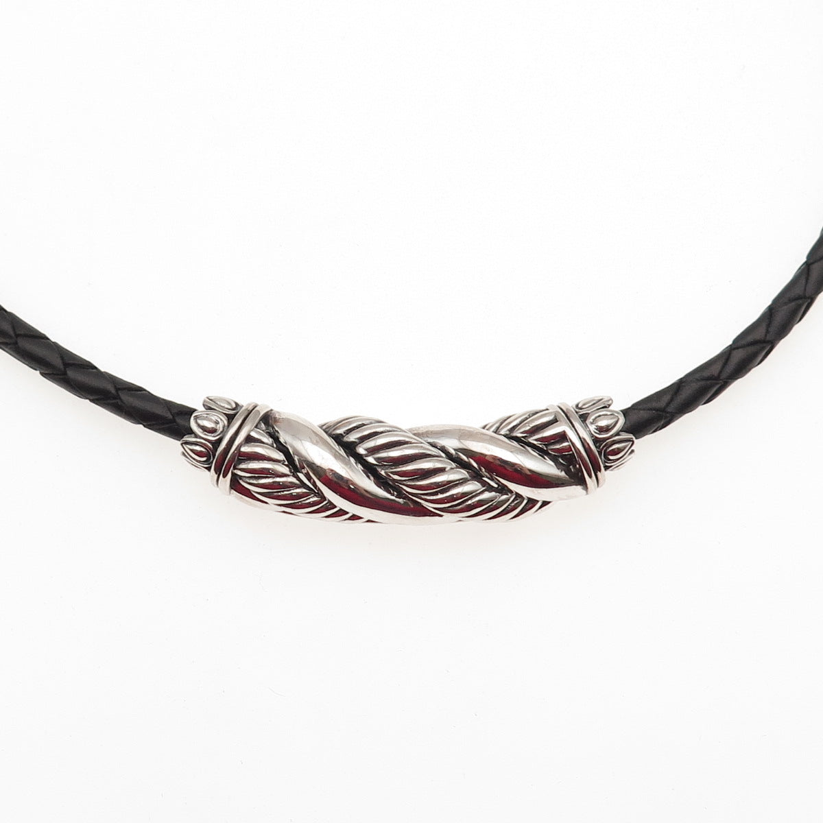 JAI by John Hardy Sterling Silver Leather Cord Twisted Pendant Necklace 16-18"