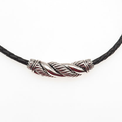 JAI by John Hardy Sterling Silver Leather Cord Twisted Pendant Necklace 16-18"
