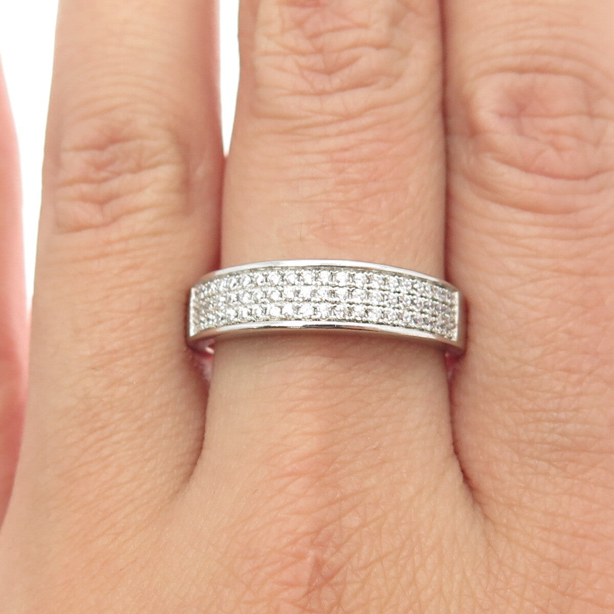 925 Sterling Silver Pave C Z Ring Size 9.75