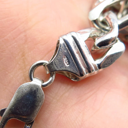 925 Sterling Silver Vintage Figaro Link Bracelet 8.5"