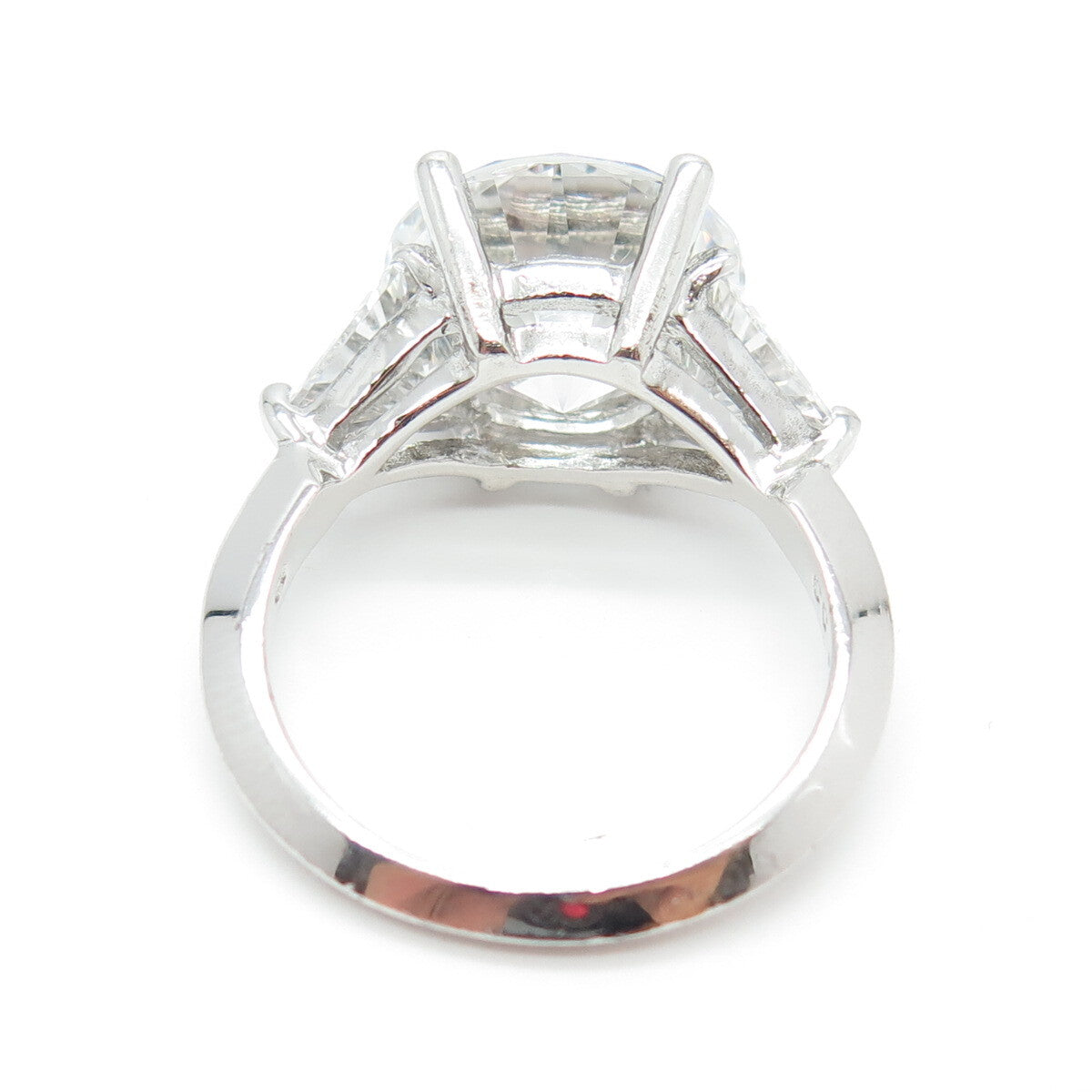 925 Sterling Silver Round & Triangle-Cut Shaped C Z Ring Size 7