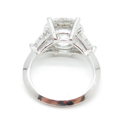 925 Sterling Silver Round & Triangle-Cut Shaped C Z Ring Size 7
