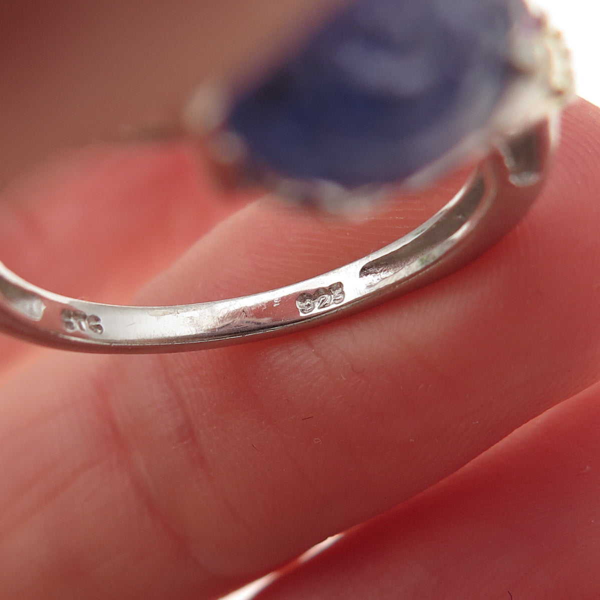 Chuck Clemency 925 Sterling 2-Tone Real Tanzanite & Pink Topaz Ring Size 8.25