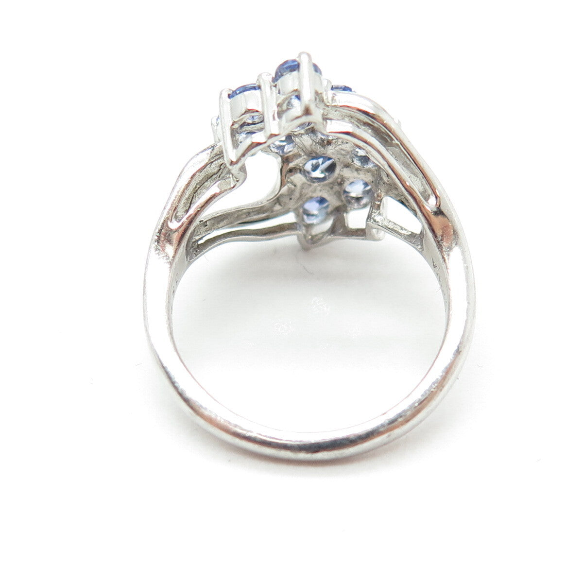 JS Joseph Schmid 925 Sterling Silver Real Oval-Cut Tanzanite Bypass Ring Size 6