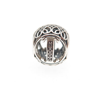Pandora 925 Sterling Silver C Z Letter I Initial Slide Bead Charm